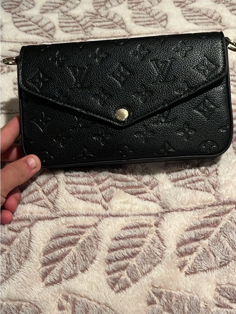 Louis Vuitton Black Embossed Monogram Crossbody Wallet